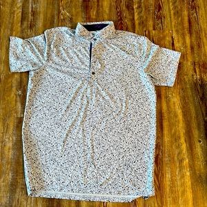 Men’s Greyson short sleeve polo size medium color is gray with blue detail